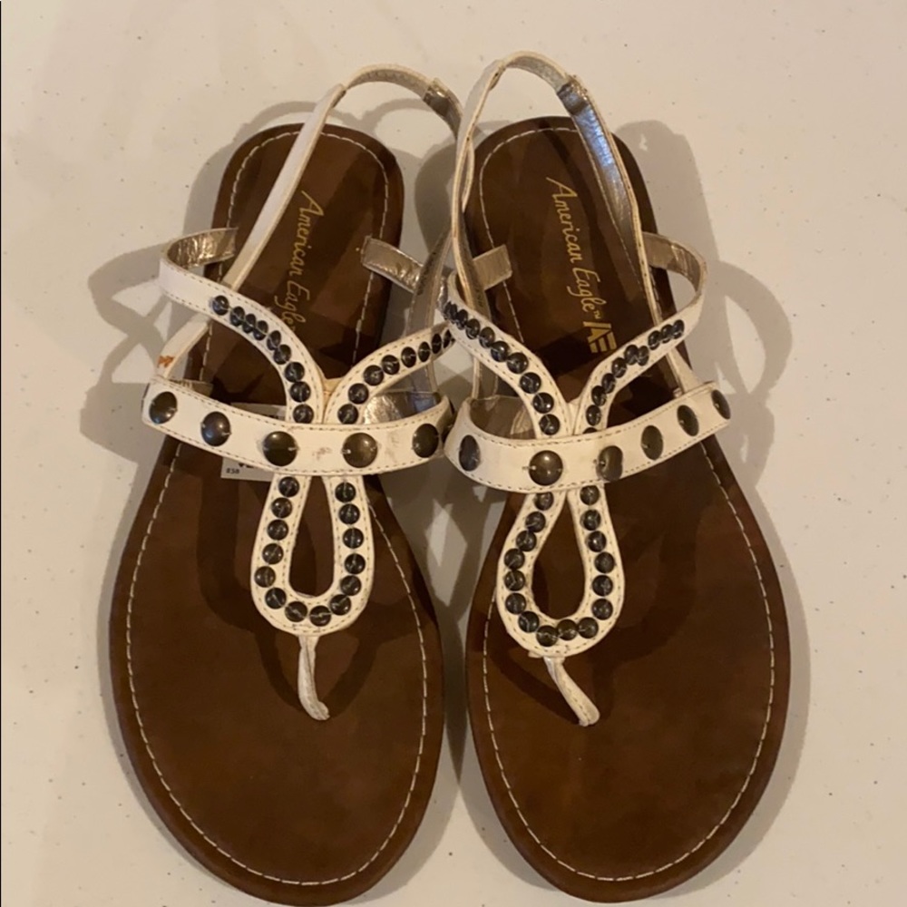 Cream and brown sandals